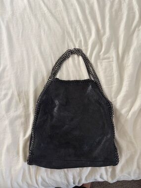Black Chain-Trim Tote Bag